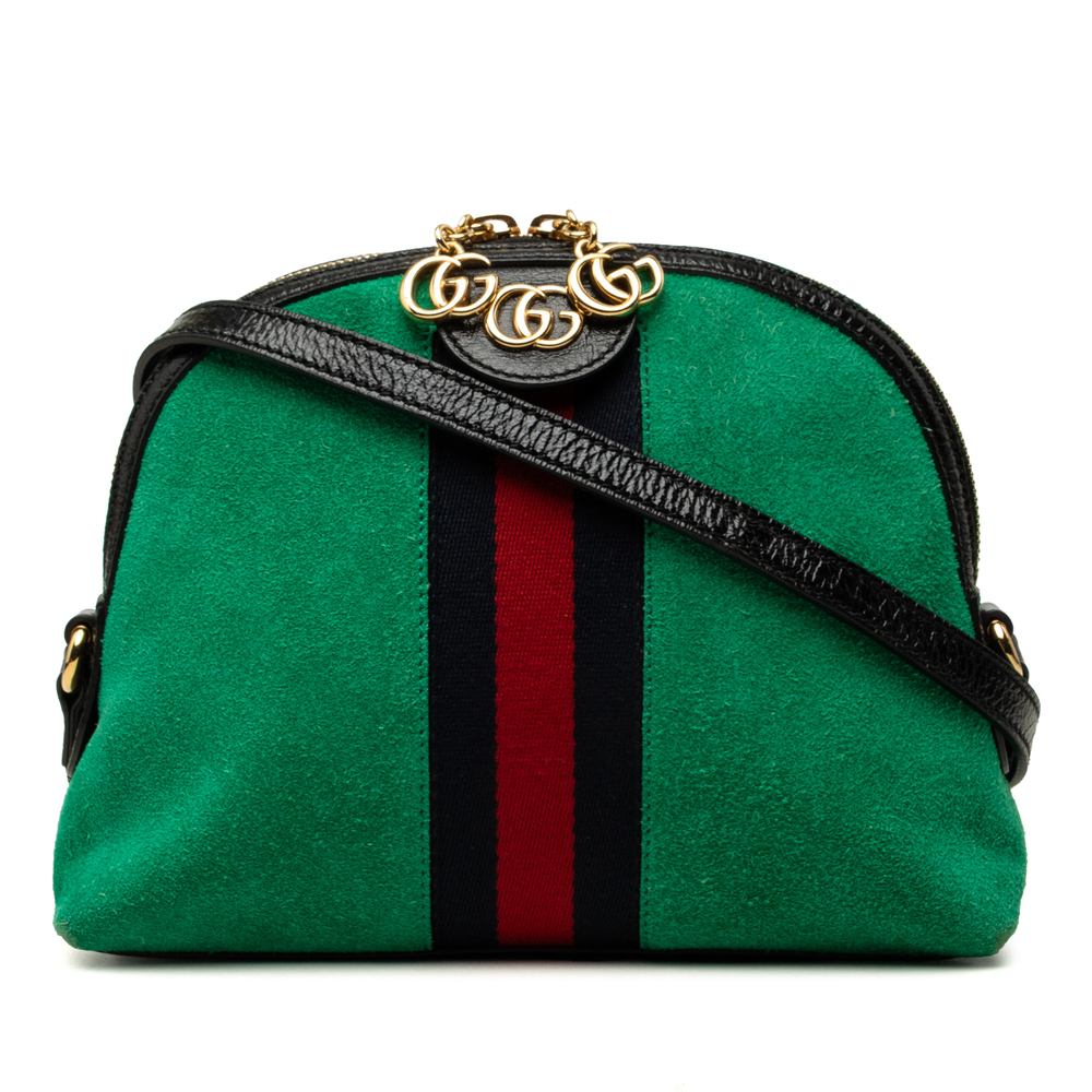 Pre-Loved Gucci Small Suede Web Ophidia Dome Crossbody